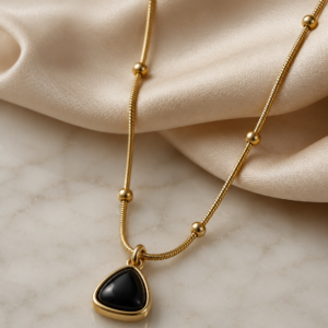 Black Stone Pendant Necklace