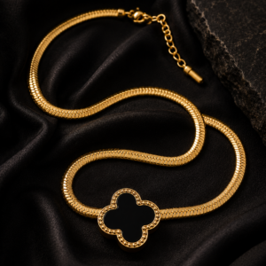 Onyx Clover Necklace