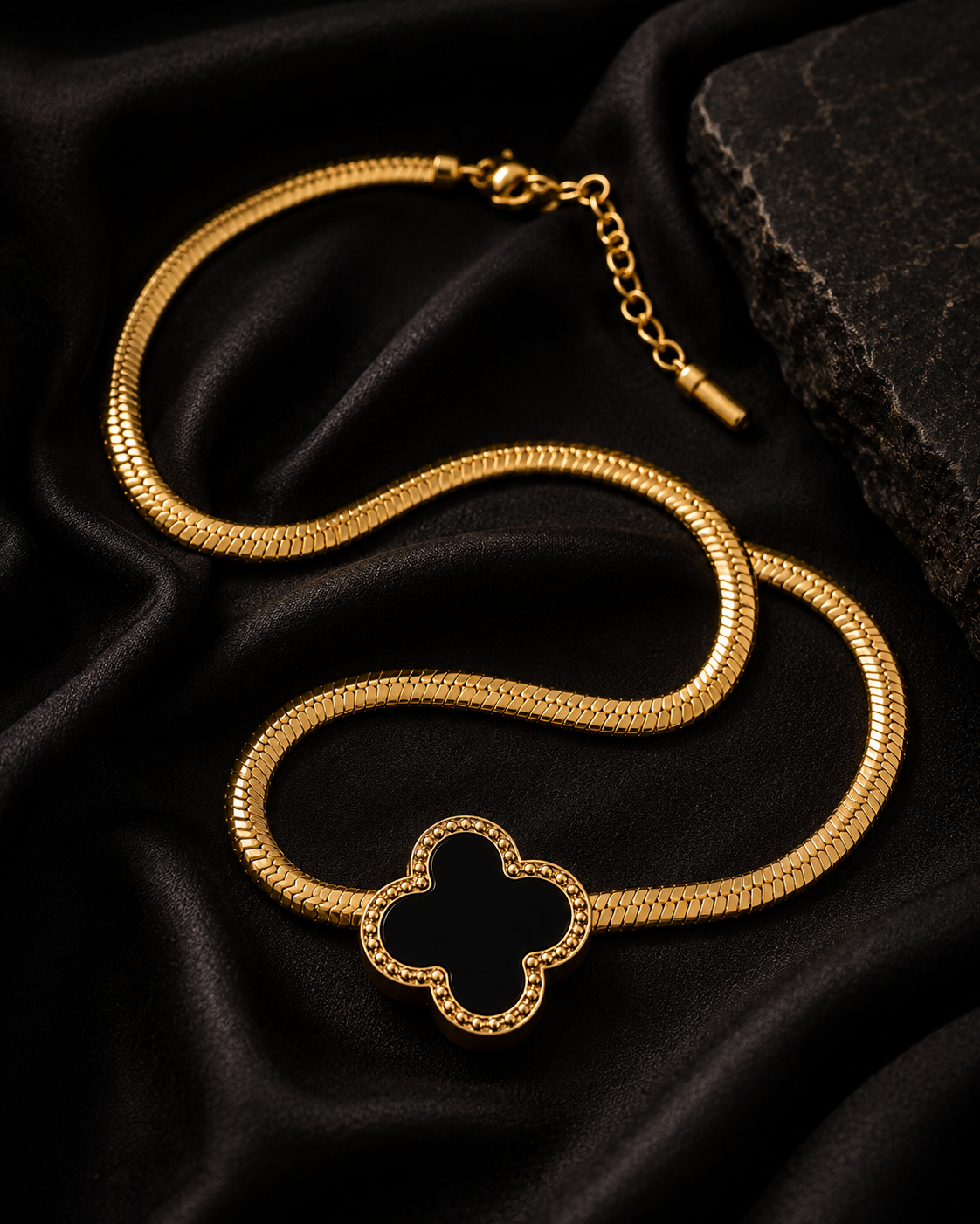 Onyx Clover Necklace