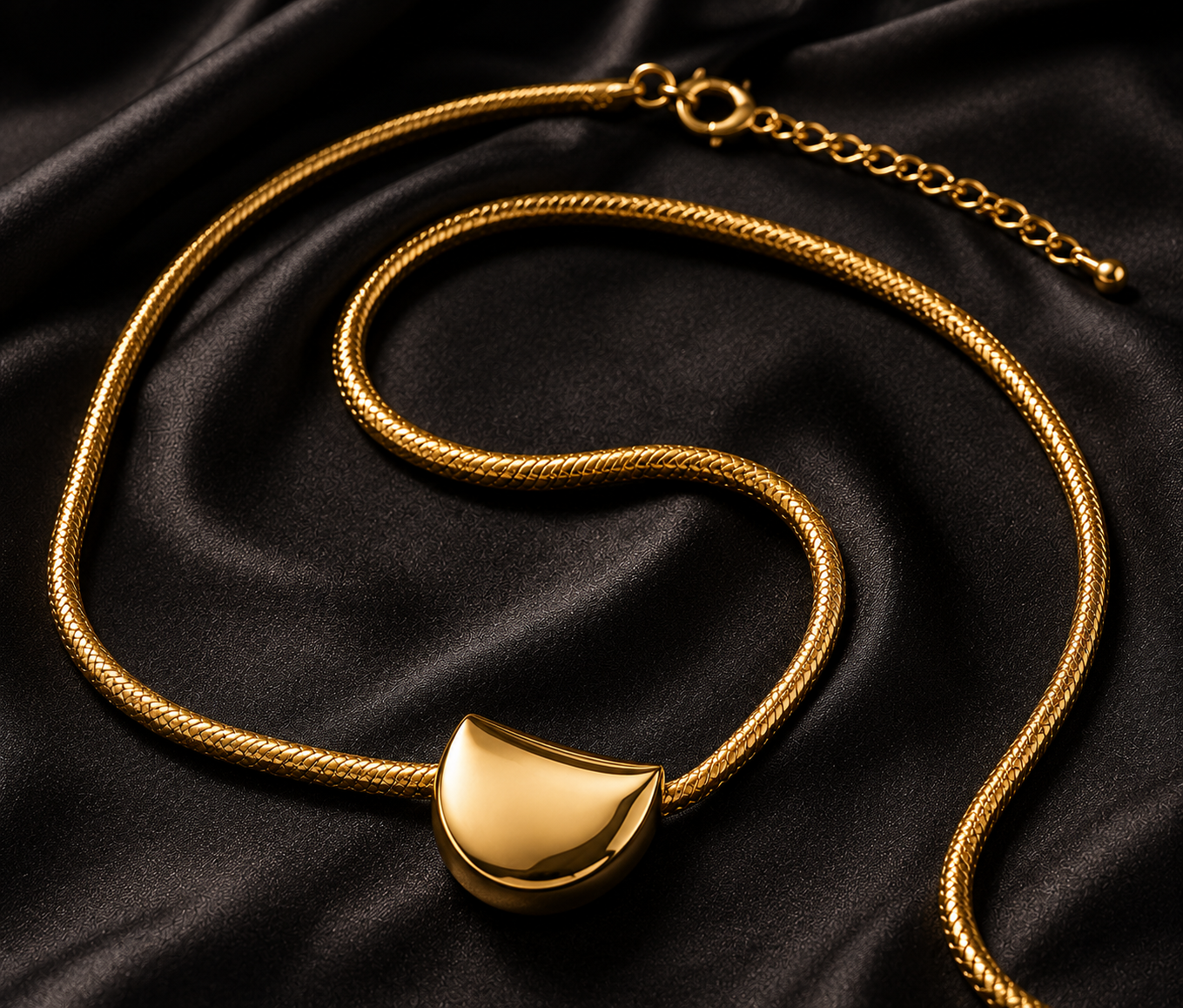 Minimal Gold Bean Necklace - Image 2