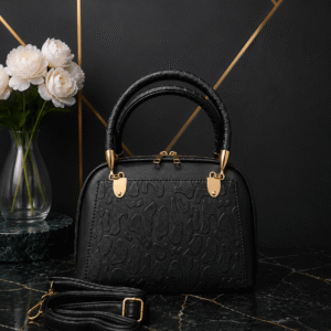 Black textured bag front view - Khaas Andaaz