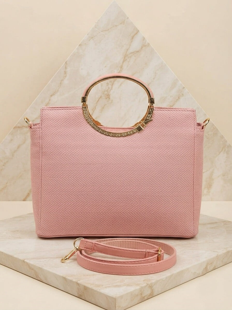 Blush ring handle bag side view - Khaas Andaaz