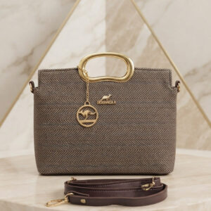 Taupe ring handle bag front view - Khaas Andaaz