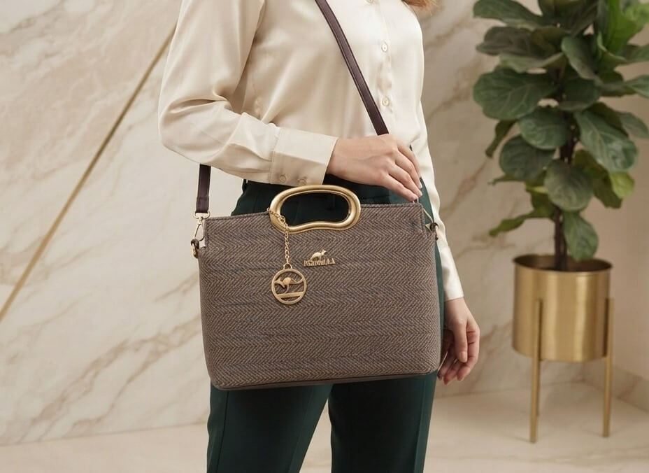 Taupe Ring Handle Bag - Image 3
