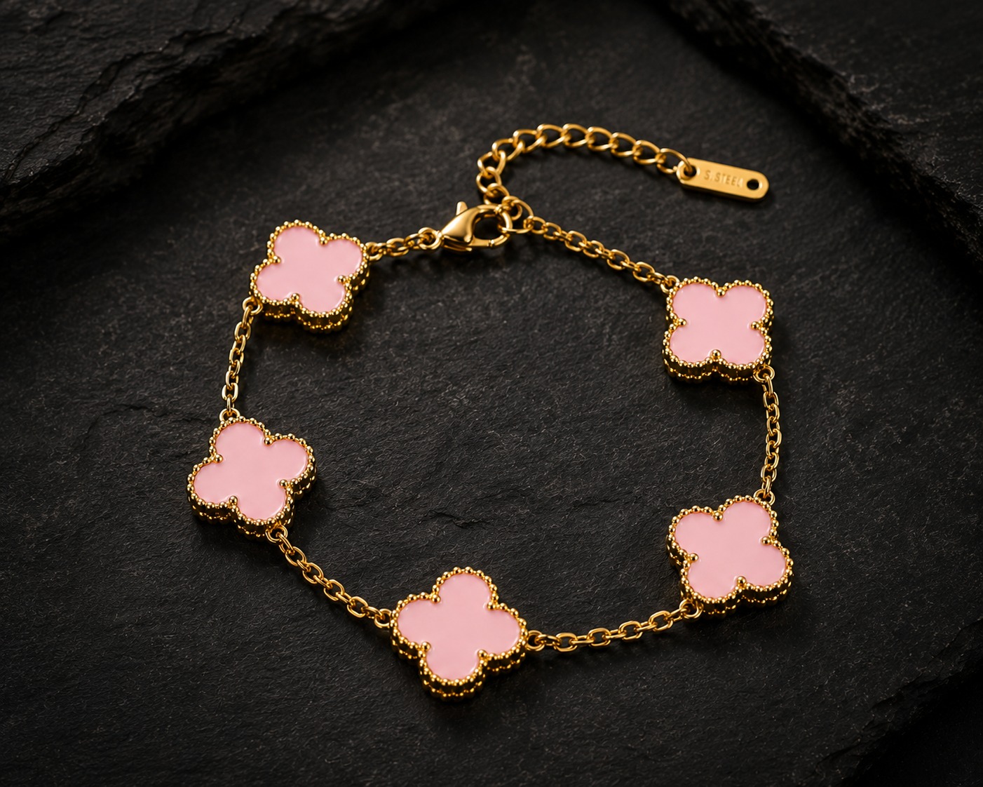 Rose Pink Clover Bracelet
