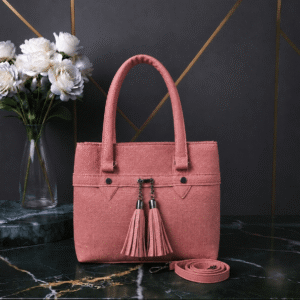 Dusty rose tassel bag front view - Khaas Andaaz