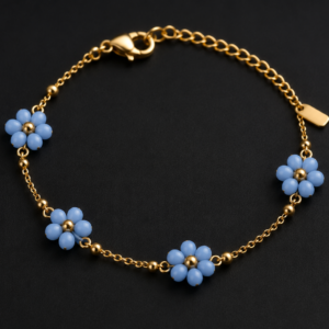 Blue Daisy Charm Bracelet