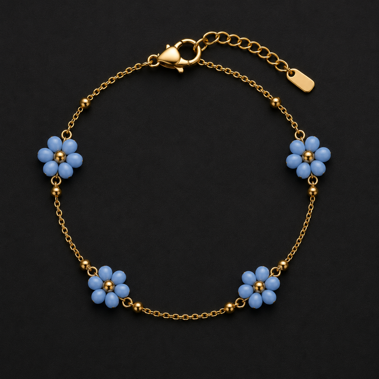Blue Daisy Charm Bracelet - Image 4
