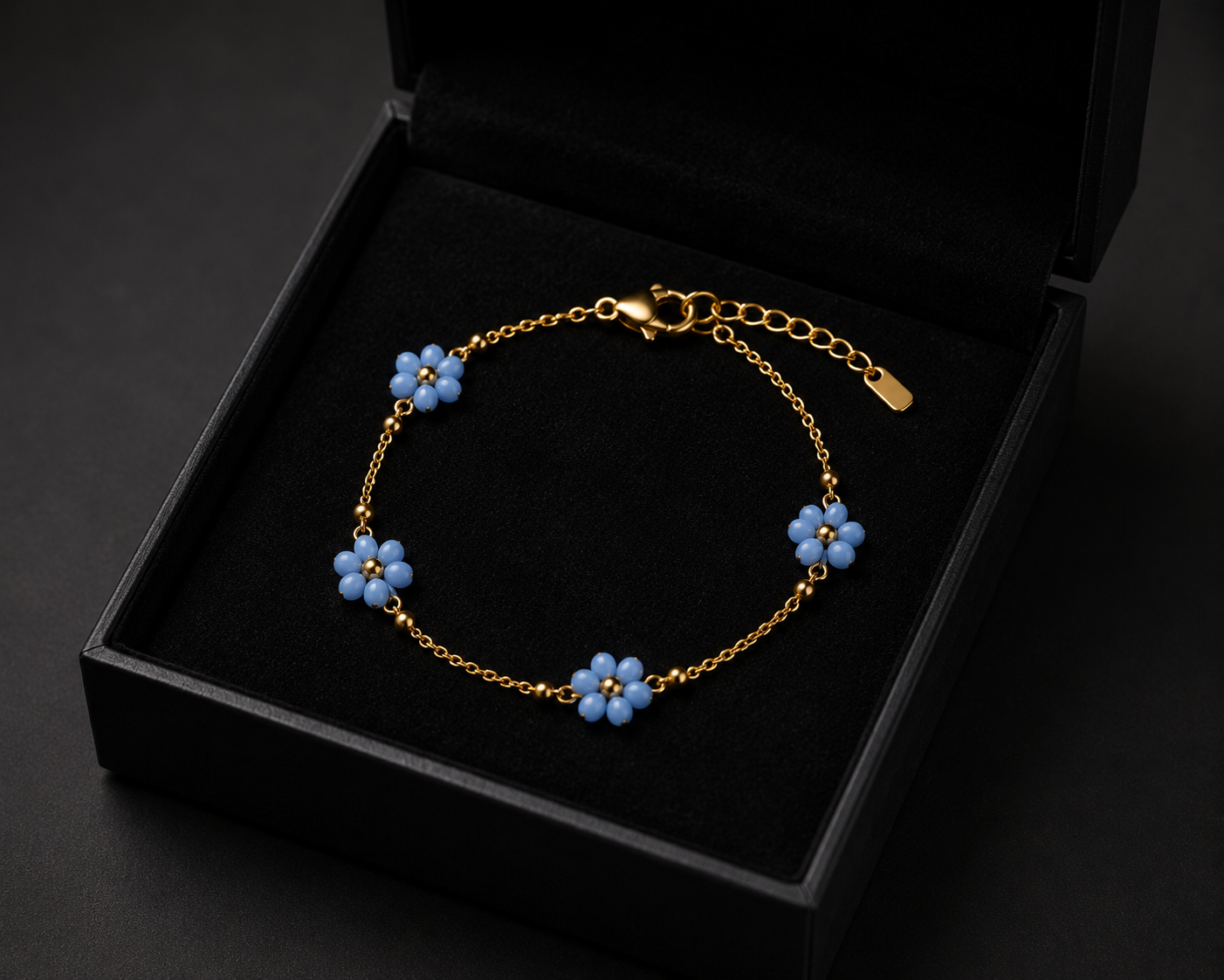 Blue Daisy Charm Bracelet - Image 3