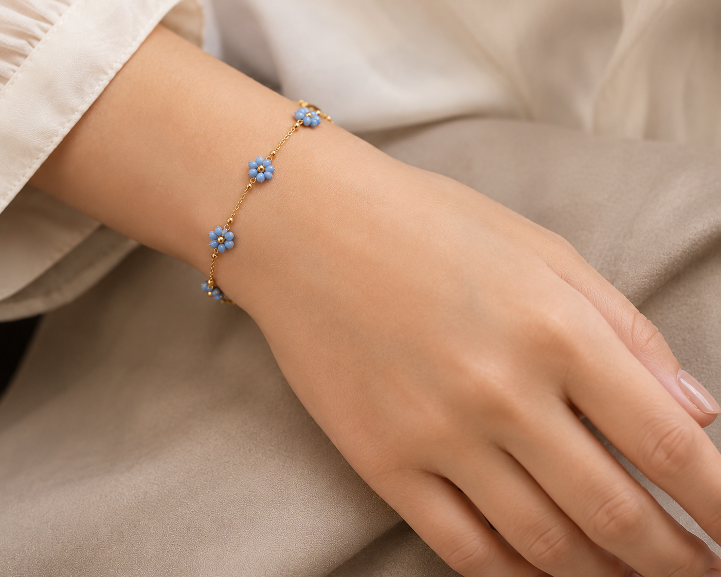 Blue Daisy Charm Bracelet - Image 2