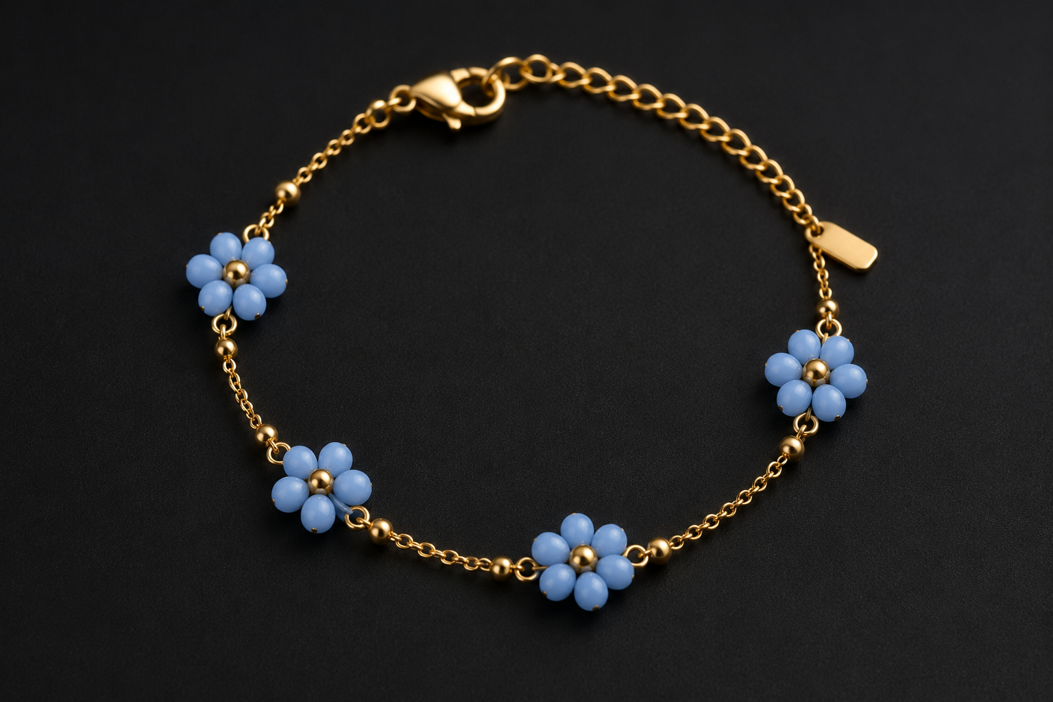 Blue Daisy Charm Bracelet