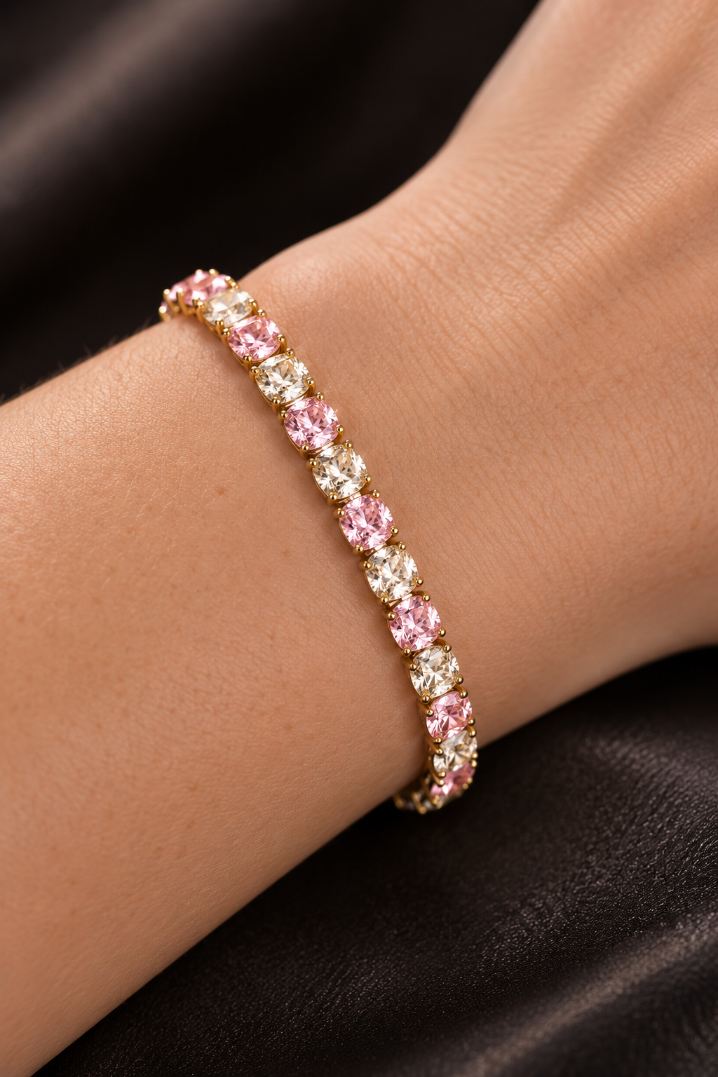 Pink Crystal Tennis Bracelet - Image 3