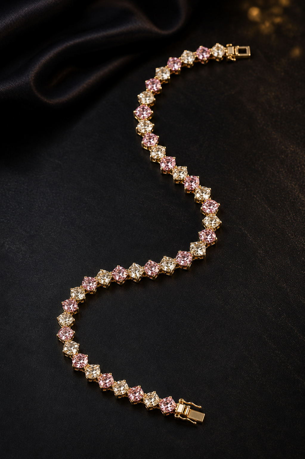 Pink Crystal Tennis Bracelet