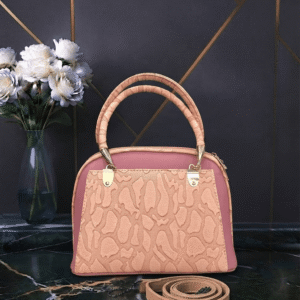 Peach pink textured bag front view - Khaas Andaaz
