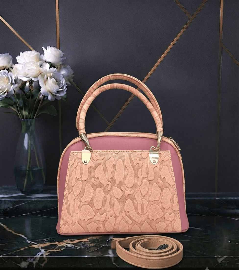 Peach pink textured bag front view - Khaas Andaaz