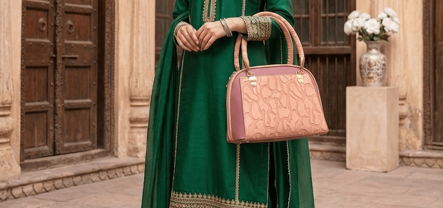 Peach Pink Textured Bag - Image 3