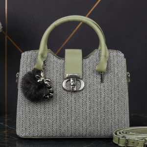 Olive herringbone bag front view - Khaas Andaaz